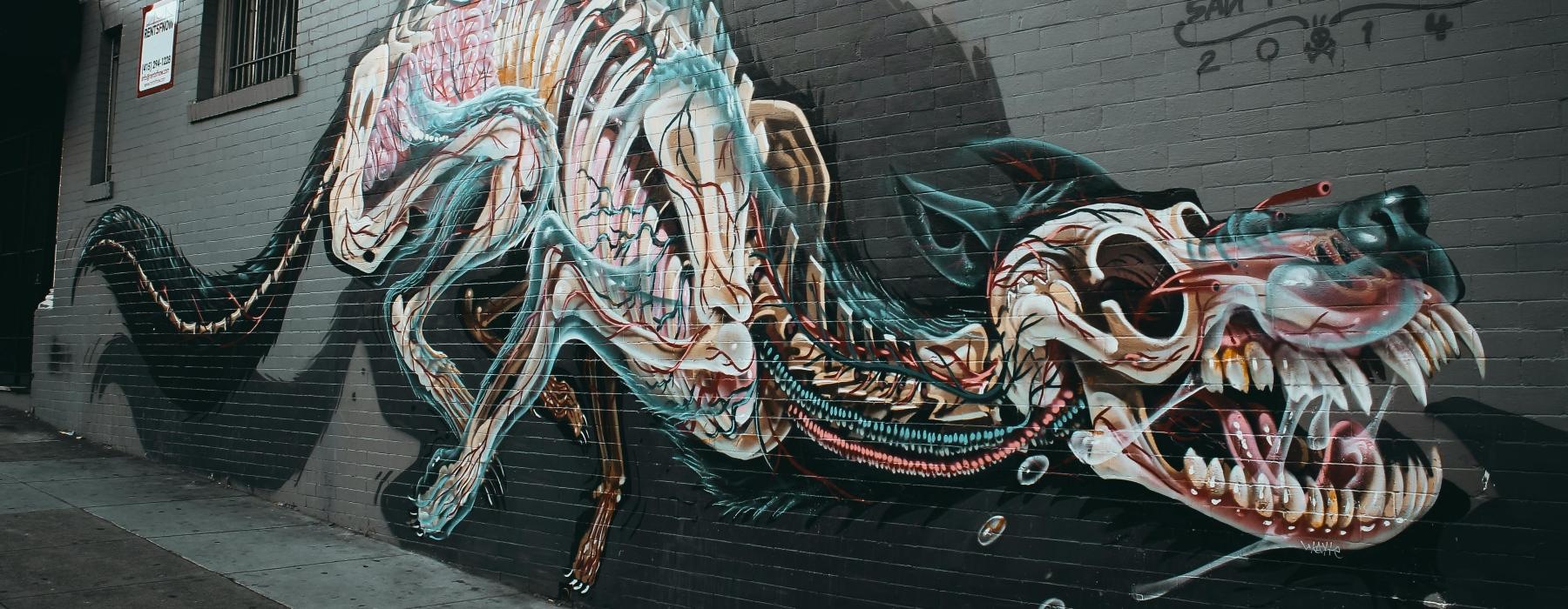 a graffiti of a dragon