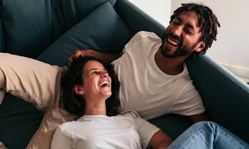 a man and woman laughing